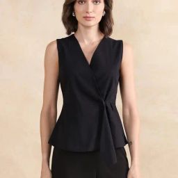 RAREISM Black Cotton Blend Solid Sleeveless Top-picture-32