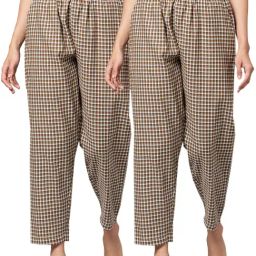 Kryptic Brown Cotton Checks Lounge Pants (Pack Of 2)-image-8