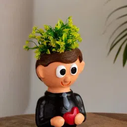 ExclusiveLane Multicolor Terracotta Cheerful Lad Hand-Painted Table Planter-image-19