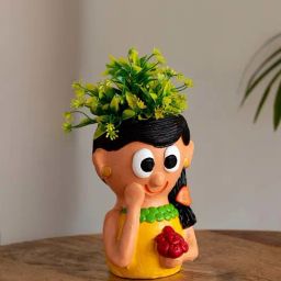 ExclusiveLane Multicolor Terracotta Shy Maiden Hand-Painted Table Planter-37