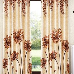 Home Sizzler Beige & Brown Set of 2 Floral Window Curtain-picture-10