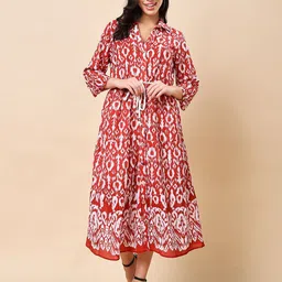 RANGRIWAZ Abstract Printed A-Line Midi Dress-image-25