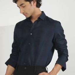 Rare Rabbit Navy Regular Fit Solid Shirt-picture-47