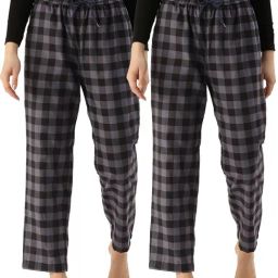 Kryptic Navy Cotton Checks Lounge Pants (Pack Of 2)-image-49