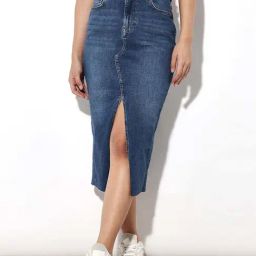 Only Blue High Rise Midi Denim Skirt-image-58