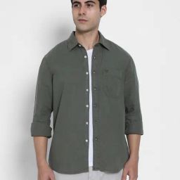 American Eagle Grey Regular fit Solid Shirt-picture-4