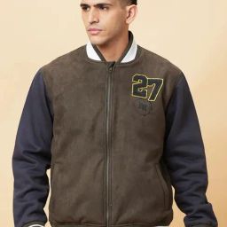 Being Human Green Slim Fit Colour Block Bomber Jacket-picture-42