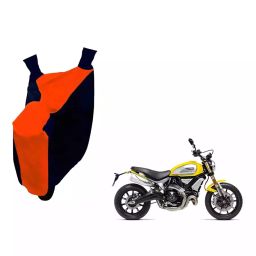 Auto Pearl Waterproof Two Wheeler Cover For Ducati Scrambler 1100 (Orange & Blue)-image-21