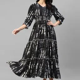 Jash Creation designer Printed V-Neck Tiered Long Dress Flared Maxi Dress for Women-picture-24