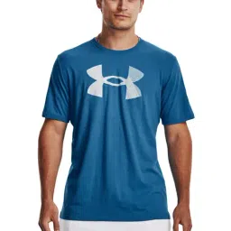 Under Armour Blue Cotton Loose Fit Logo Printed Sports T-Shirt-picture-47