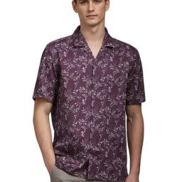 Louis Philippe Purple Cotton Slim fit Print Shirts-image-38