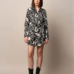 Only Black & White Printed Wrap Dress-picture-14