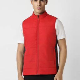 Van Heusen Navy Cotton Regular Fit Colour Block Quilted Jacket-image-18