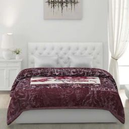 Monte Carlo Maroon & White Polyester 800 GSM Double Bed Winter Blanket-image-60