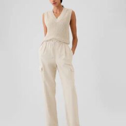 Gap White Cotton Solid Cargo Pants-image-40
