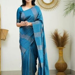 CANBIA Woven Design Zari Silk Blend Banarasi Saree-image-96