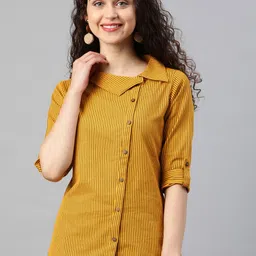 YASH GALLERY Women Opaque Striped Casual Shirt-image-34