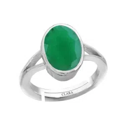 Clara Green Emerald 3cts Sterling Silver Navratna Ring-11