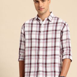 Mast & Harbour Textured Opaque Checked Casual Shirt-image-25
