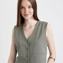 DeFacto Woven Crop Waistcoat-51
