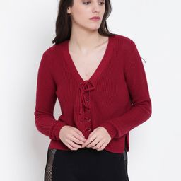 FOREVER 21 Women Maroon Solid Sweater-image-20