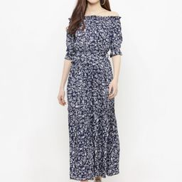 Sera Women Navy Blue Printed Maxi Dress-image-20