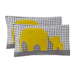 Maspar Zoo Keeper Yellow Cotton 210 TC Pillow Shams - Set of 2-14