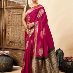 KALINI Woven Design Zari Silk Blend Banarasi Saree-image-2