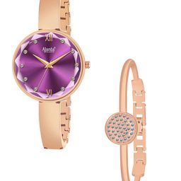 Ajanta Quartz Women Brass Patterned Dial & Bracelet Style Straps Analogue Watch AWC126ESL -04-18
