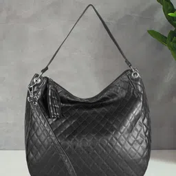 Toteteca Black PU Structured Hobo Bag-13