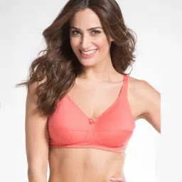 Jockey ES13 Wirefree Non Padded Super Combed Cotton Elastane Full Coverage Plus Size Bra-Blush Pink-picture-3