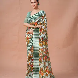 Garden Vareli Floral Printed Pure Georgette Saree-picture-7