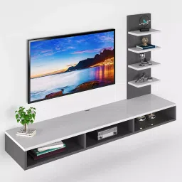 Furnifry White/Grey 42 Inch(TV) Wood Wall Mounted Rectangular TV Cabinet-image-96