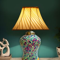 Aura Off White Glass Traditional Abstract Shaped Table Lamp-image-53