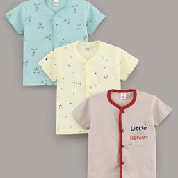 Mini Donuts Half Sleeves Vests Multi Print Pack Of 3 - Blue Beige Yellow-picture-26