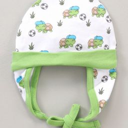 Babyhug 100% Cotton Tie Knot Cap Green Turtle Print - Diameter 16.5 cm-picture-15