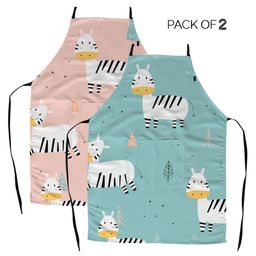 Right Gifting Satin Apron For Kids With Adjustable Waist & Centre Pocket Pack of 2- Multicolor-3