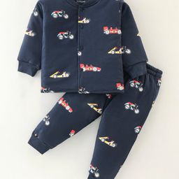 Doreme Interlock Cotton Full Sleeves Winter Wear Suits Car Print - Navy Blue-picture-24