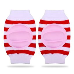 Chinmay Kids Crawling Anti-Slip Padded Stretchable Elastic Cotton Soft Breathable Comfortable Knee & Elbow Cap with Lining Pattern - Red White-64