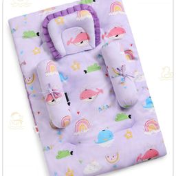 Babyhug Cotton Bedding Set Whale Print- Lilac-image-80