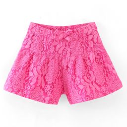 Babyhug Woven Lace Designed Shorts with Lining - Pink-image-43