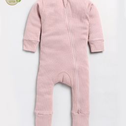Cot & Candy Full Sleeves Ribbed  Zipper Romper - Pink-image-85