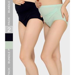 MAMMA PRESTO Pack Of 2 Solid High Rise Pre Pregnancy Panties - Black & Green-image-56