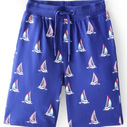 Pine Kids Terry Above Knee Length Shorts Boat Print - Blue-image-33