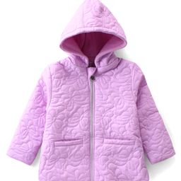 Babyhug Woven Full Sleeves Front Open Padded Hooded Jacket with Quilted Butterfly Design - Mauve-image-67