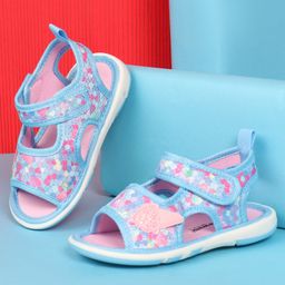 Cute Walk by Babyhug Velcro Closure Musical Sandal with Applique - Blue-image-91