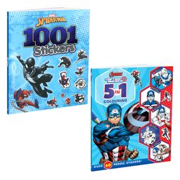 Marvel Spider-Man and Captain America Sticker and Colouring Pack of 2 Books | Stickers, Colouring and Activities for Kids-1