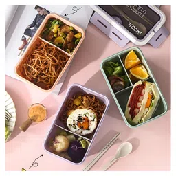 COZY VIBES 1100ML Lunch Box Cuteness Anti fouling 2 compartments for Office for School-PACK OF 1-COLOR MAY VARY-picture-12