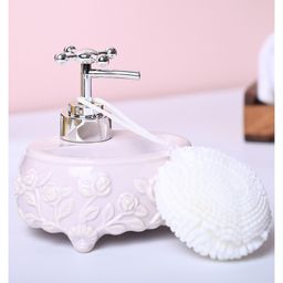 VONCASA Light Pink Kitchen Dispenser Set with Scrubber - Oval Shape (450 ml)-24