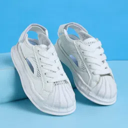 Babyoye Solid Colour Casual Shoes With Velcro Closure - White-picture-47